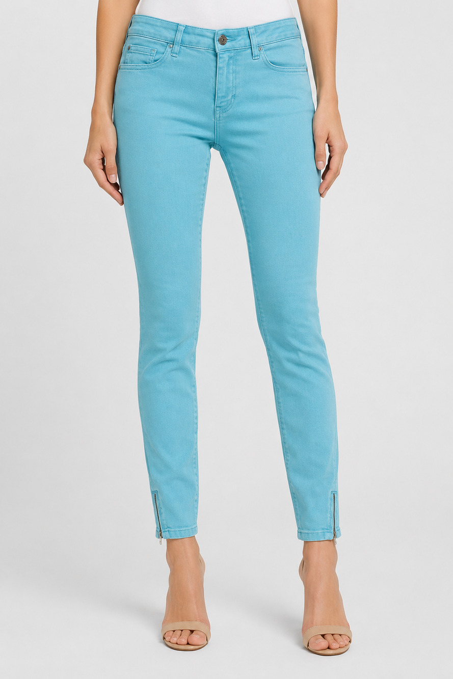 Vintage Y2K Caché Women’s 6 Aqua Blue Skinny Jeans Ankle Zip Stretch Denim